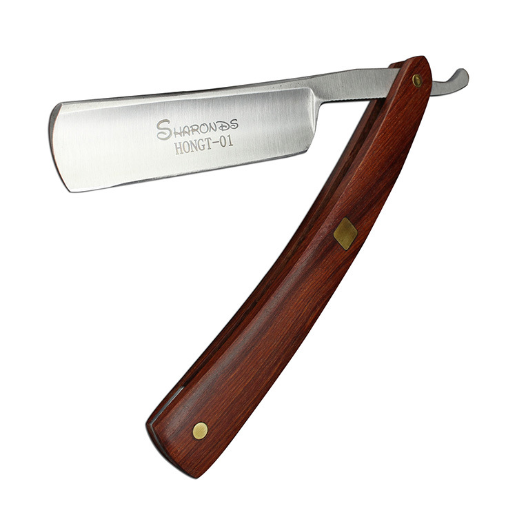 一件代发血木柄折叠刮胡刀老式手动剃须刀理发剃头刀刮脸刀修眉刀