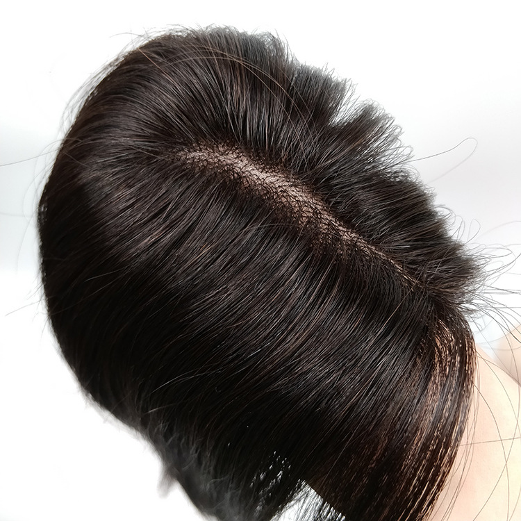 真人发 假发片 女士头顶补发块 真发补发 手织递针 女假发 逼真