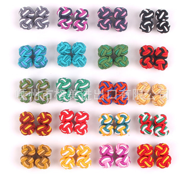 现货特色绳扣 男衬衫袖扣拼色双色盘扣 时尚diy编织线扣跨境货源