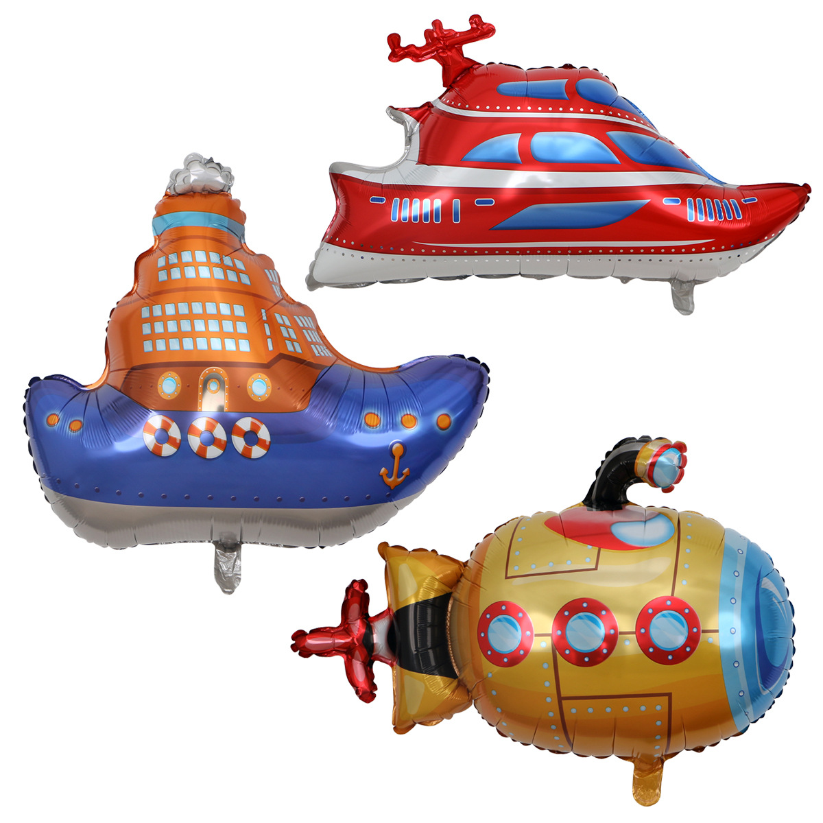 异形交通工具铝膜气球 轮船快艇潜水艇救造型儿童玩具布置装饰球