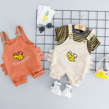 童装男童宝宝夏装套装短袖条纹背带裤两件套婴儿童夏衣服韩版1630