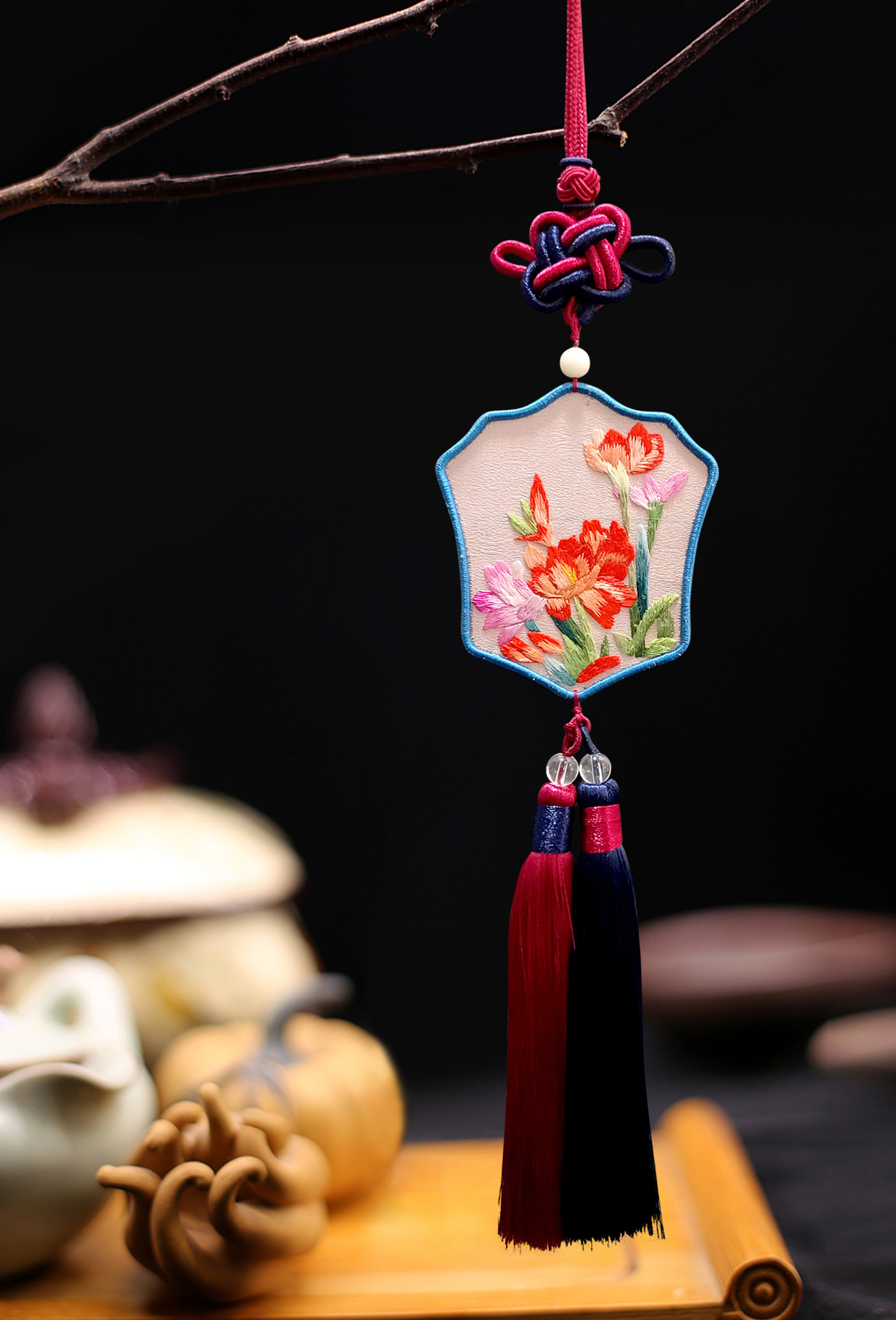 苏绣 双面绣挂件 刺绣车挂 出国礼品 古风汉服中国结刺绣挂件