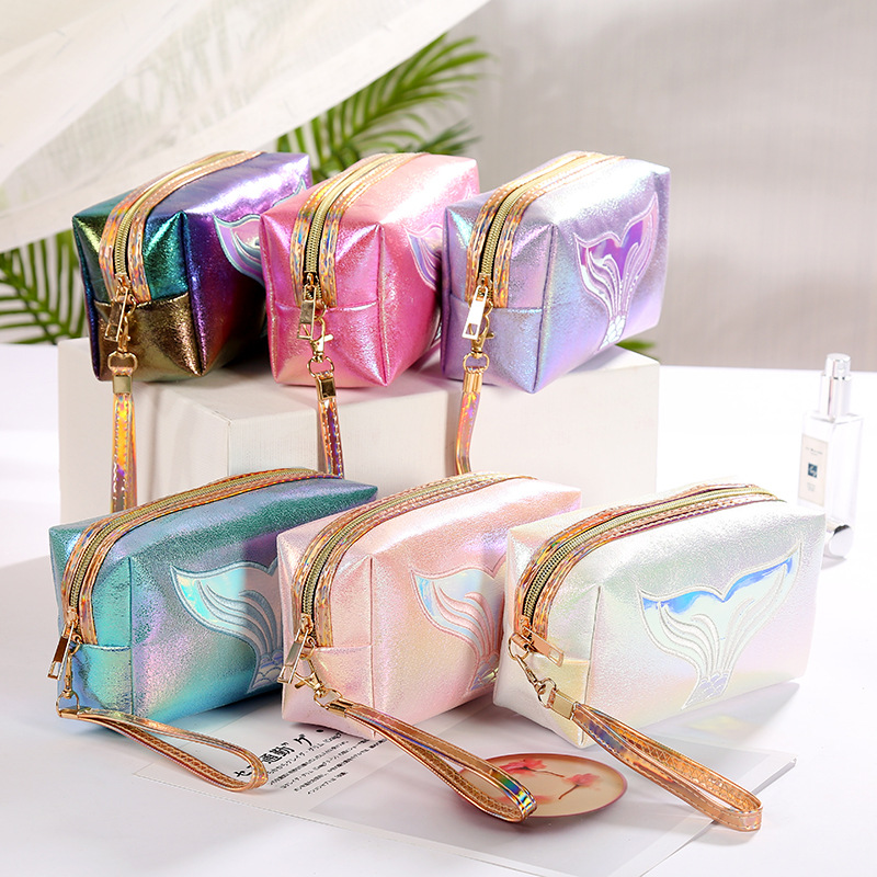 Cross-Border Colorful Pu Laser Cosmetic Bag Cartoon Women's Storage Bag Large Capacity Wash Bag Waterproof Fashion Handbag