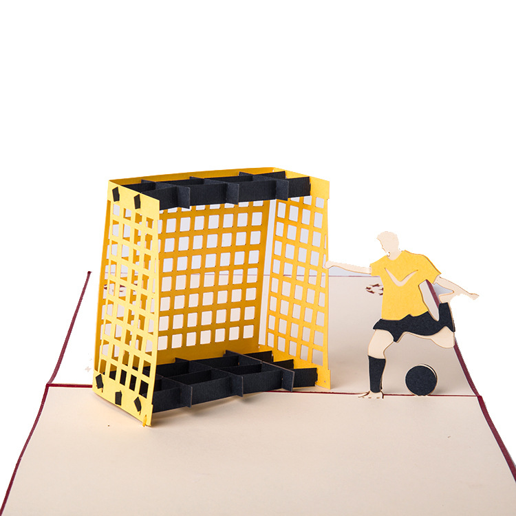 3d立体贺卡 足球 运动 踢足球 手工贺卡纸雕立体 生日立体明信片