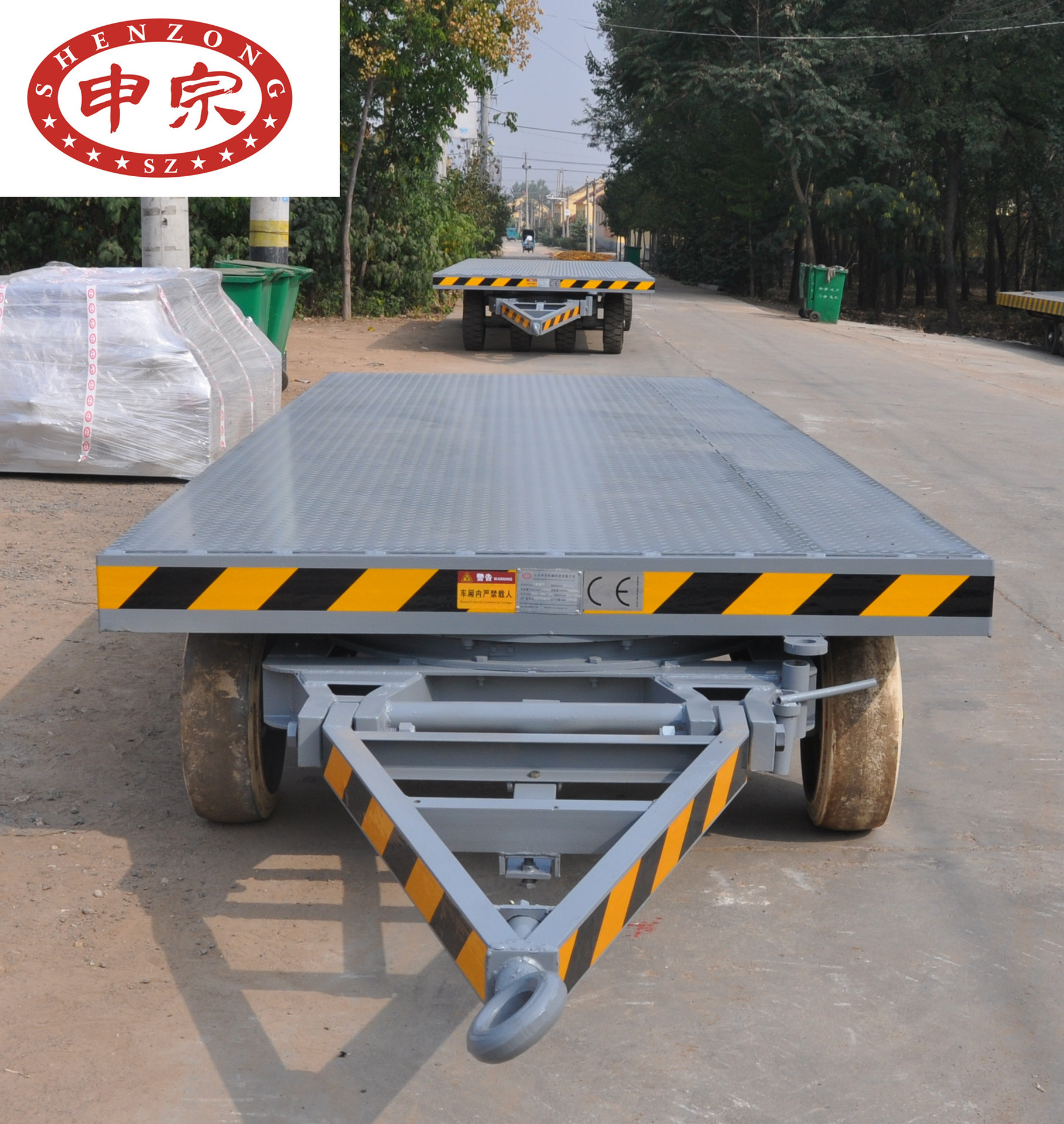 15吨厂内中专运输平板拖车 全挂带转盘板车 拖斗车 可跟要求定做