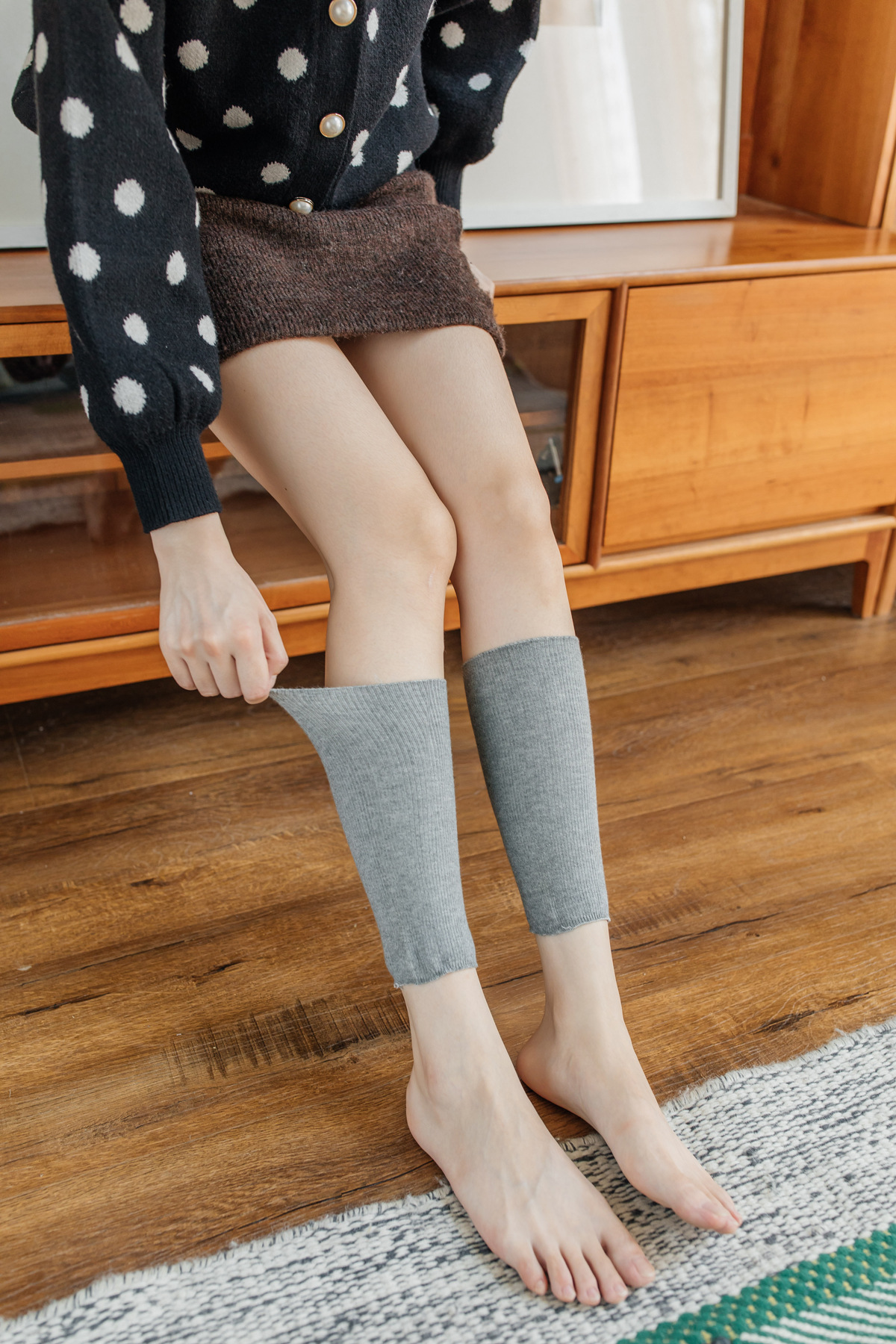 秋冬韩版女士护腿套 精梳棉护膝条纹袜套脚套堆堆袜女厂家批发