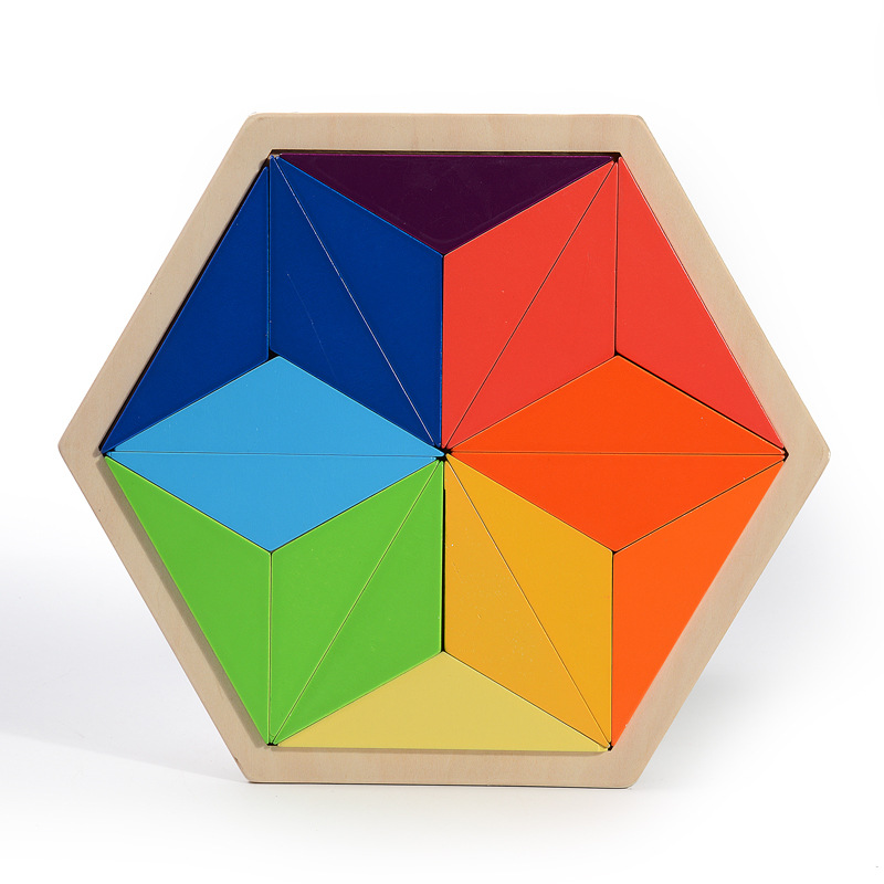木制七彩虹圆形拼图积木圆盘拼板创意儿童早教益智玩具拱形叠叠乐