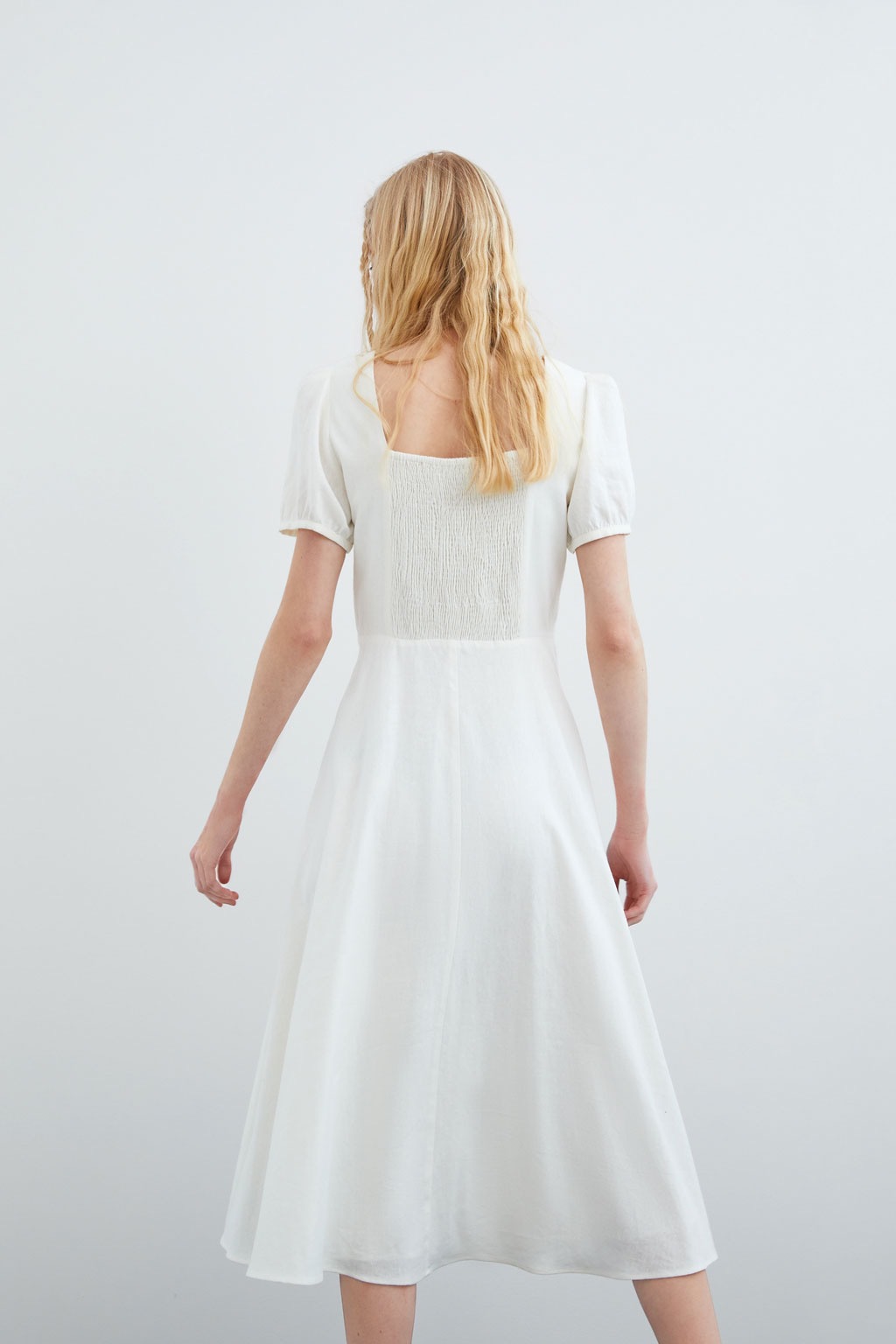 2019春跨境女装蓬蓬袖短袖连衣裙