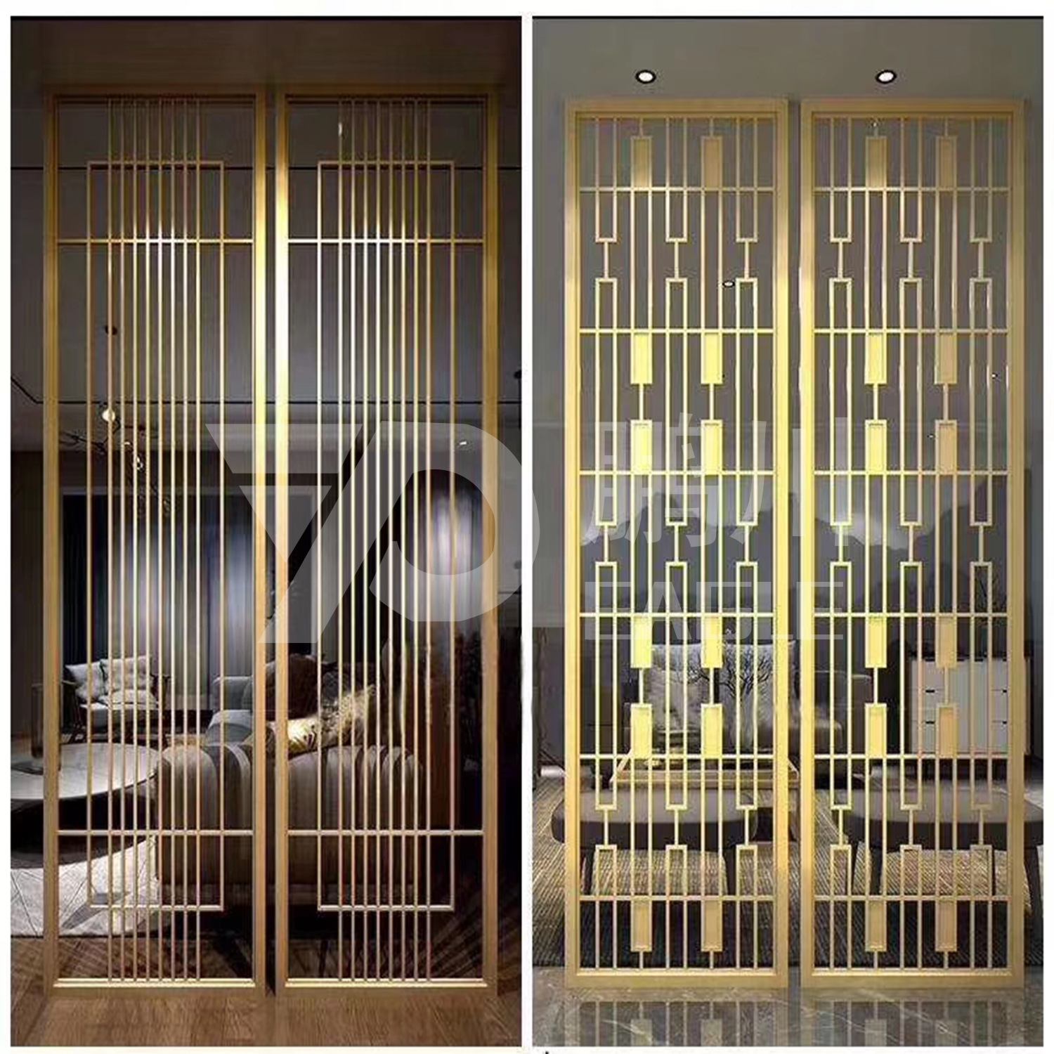 佛山厂家 不锈钢屏风玫瑰金 餐厅酒店隔断花格镂空金属屏风定制