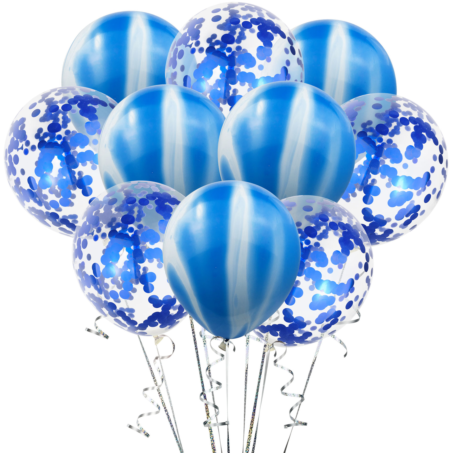 10个玛瑙亮片气球 agate confetti balloon透明乳胶气球 派对装饰