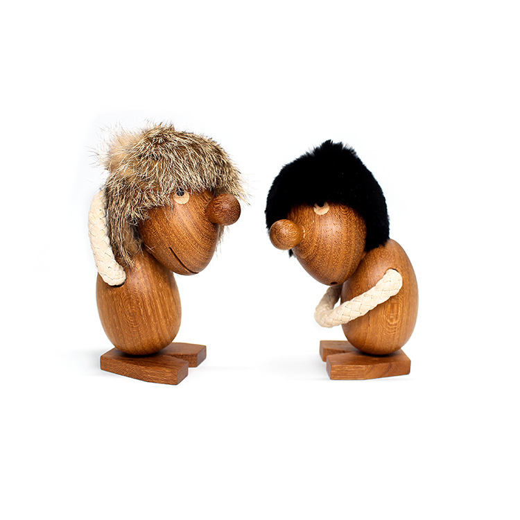北欧风格卡通人物木偶创意家居装饰用品木质小毛人摆件实木摆饰