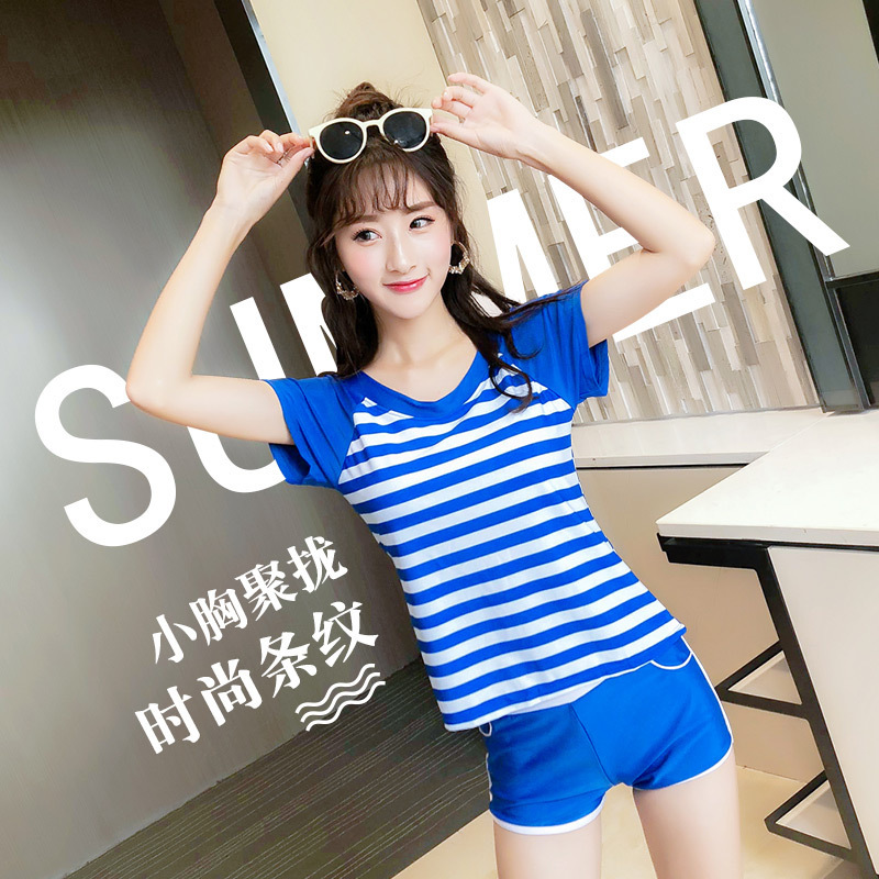 泳衣 女式 小清新平角保守遮肚显瘦女士游泳衣 温泉日系学生泳装