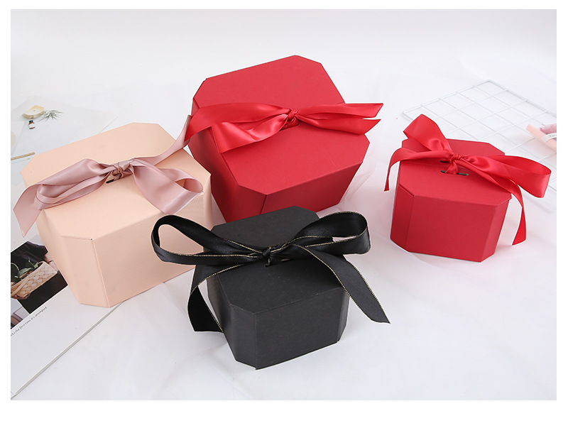 创意ins风八边形生日礼物空盒惊喜粉色八角结婚伴手礼品包装纸盒