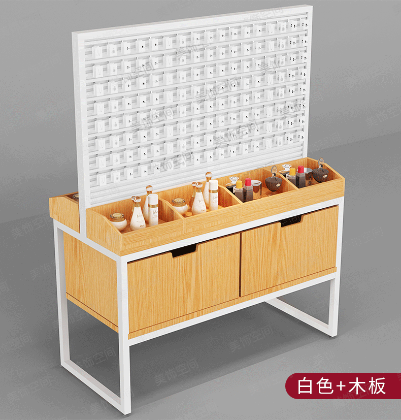 优品货架耳环耳钉名创首饰饰品双面中岛柜头饰项链架钢木货架精品