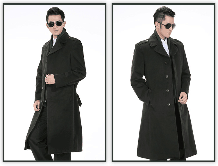 美国07海男士军官长款校尉呢子大衣 干部羊绒羊毛藏青防寒式风衣