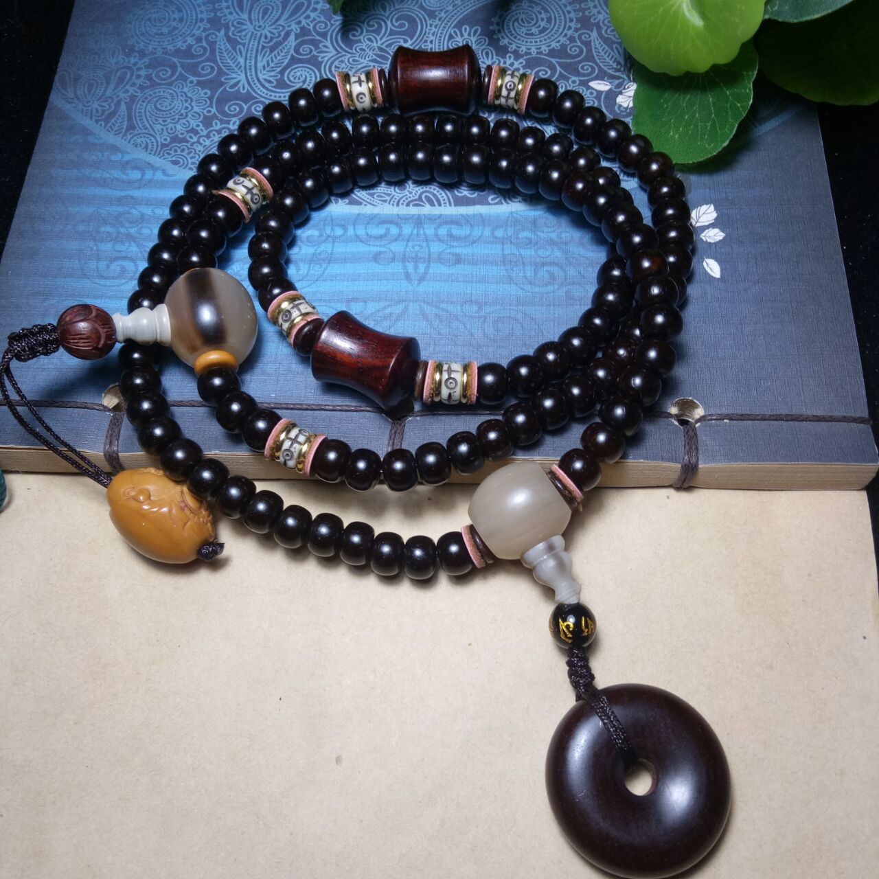 精挑印尼黑金椰蒂佛珠108颗手串 桶珠耶蒂椰帝 手工原色