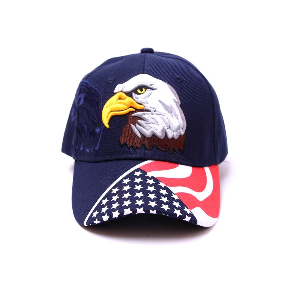 欧美新款成人棒球帽 刺绣老鹰美国国旗太阳帽 男女外出防晒太阳帽