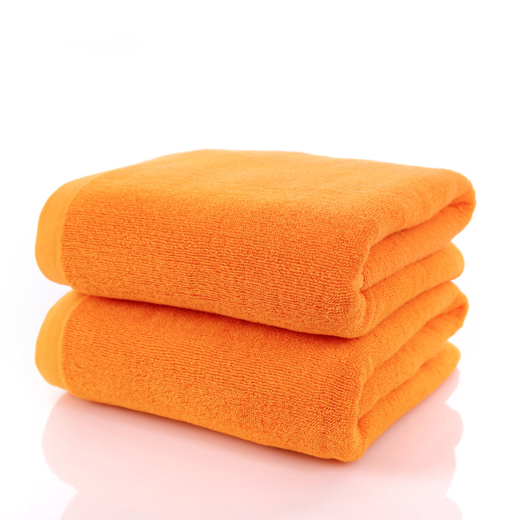 批发毛巾酒店 全棉纯棉橙橘黄色美容院火疗面巾浴巾定制logo绣字