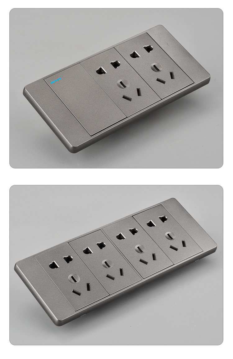 厂家直销118型墙壁开关插座面板 银灰色一位一开单控开关面板