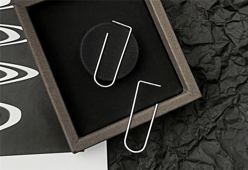 s925银耳钉女 欧美简约饰品曲别针耳钉 简约长款耳环