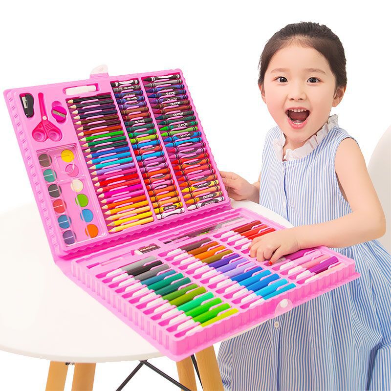 150 Wooden Box Brush Children Watercolor Pen Painting Kit Wholesale Children Primary School Students Learning Painting Stationery Set