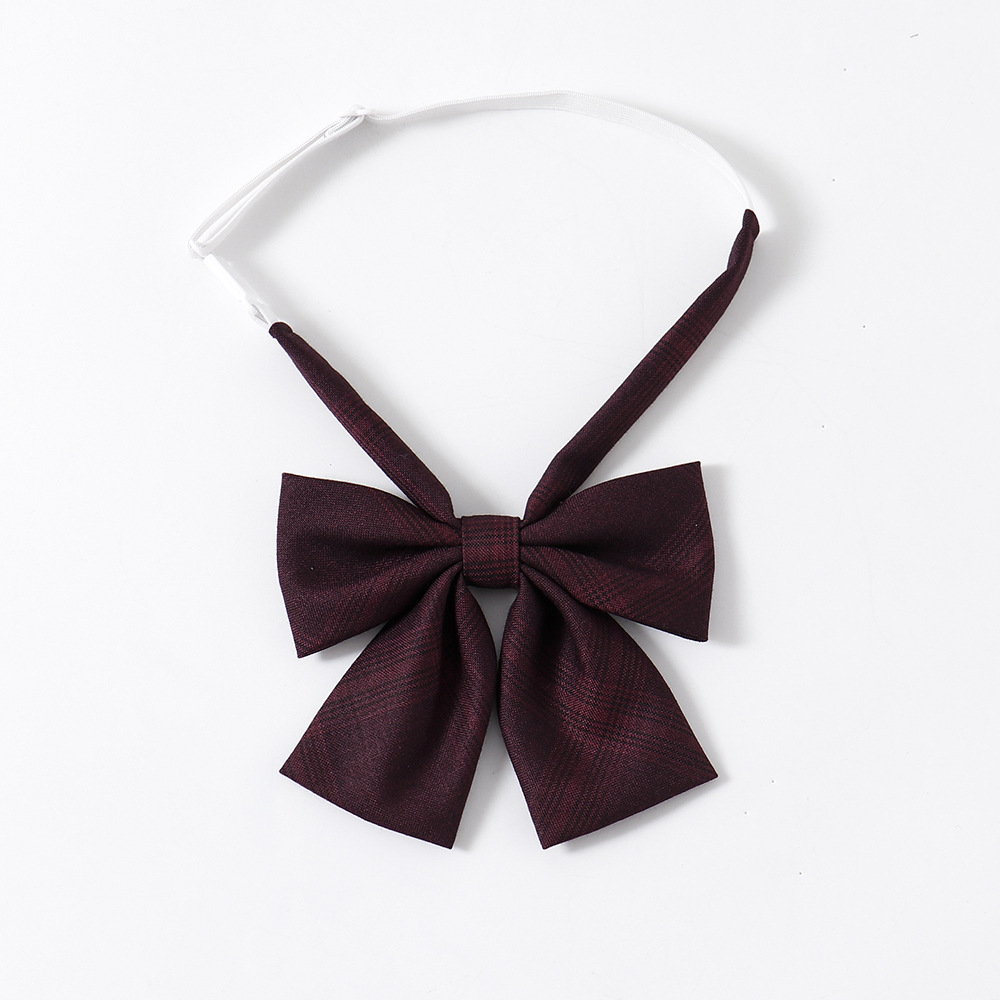 新款jk制服领结学生 蝴蝶结衬衫领花制服配件酒红间黑酒格领结