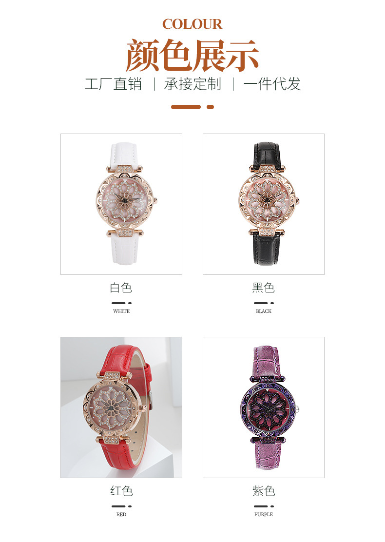 viger瓦格2019新款时来运转手表女 韩版时尚潮流旋转皮带女士手表