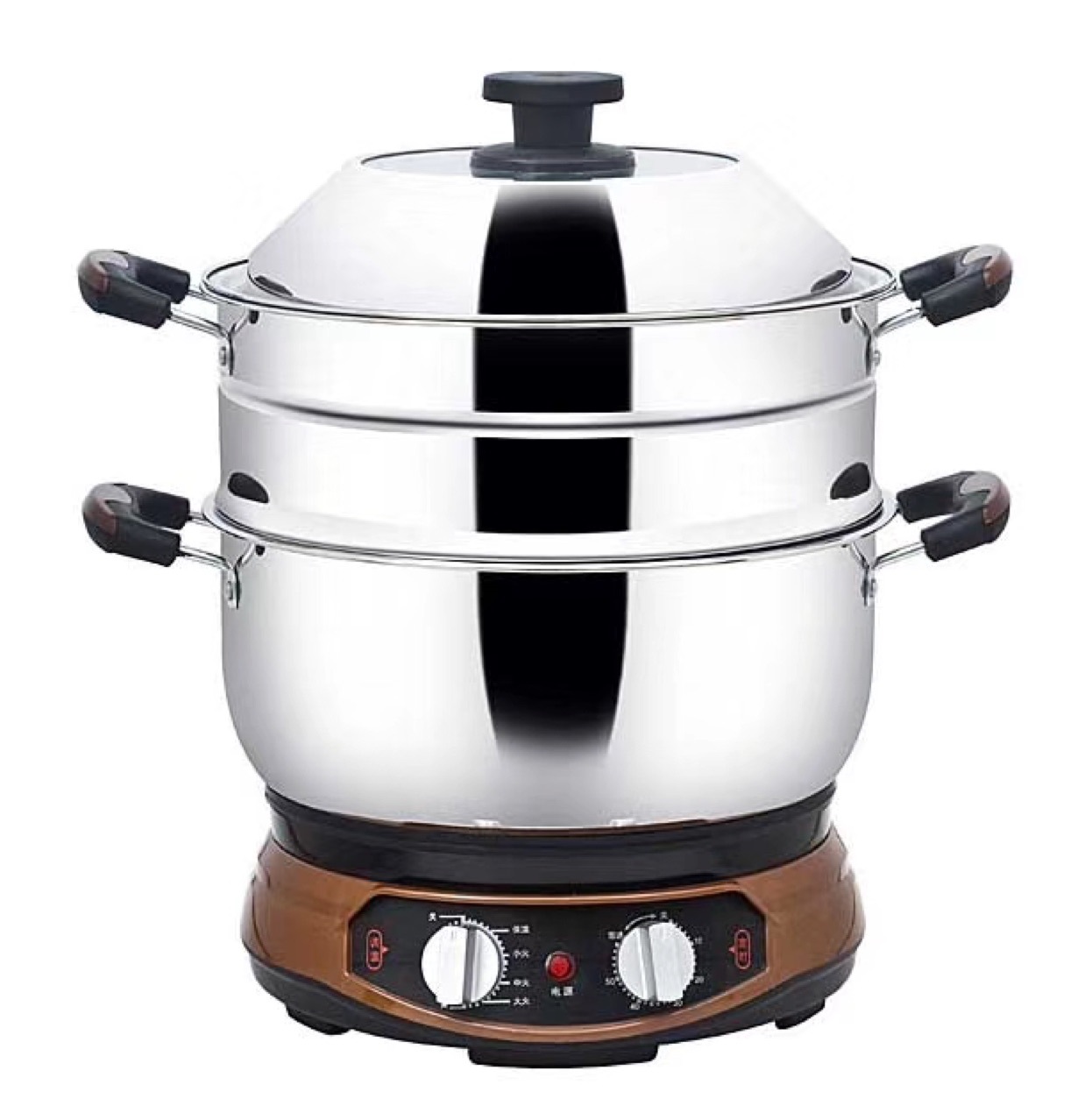 周村电热锅定时电炒锅淄博多功能电热锅旋钮电热锅加高防干烧