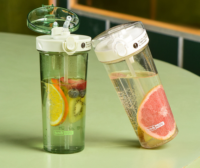 2021新款一件代发水杯420ml弹盖吸管网红学生便携水壶随手杯