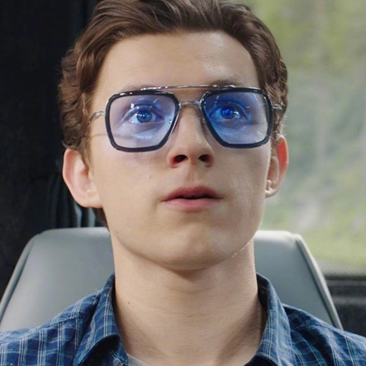 钢铁侠眼镜唐尼太阳镜防蓝光防紫外线变色墨镜近视平光镜蛛蜘侠