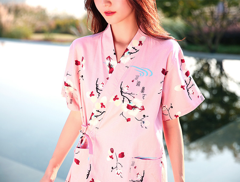 汗蒸服日式和服浴服系带开衫