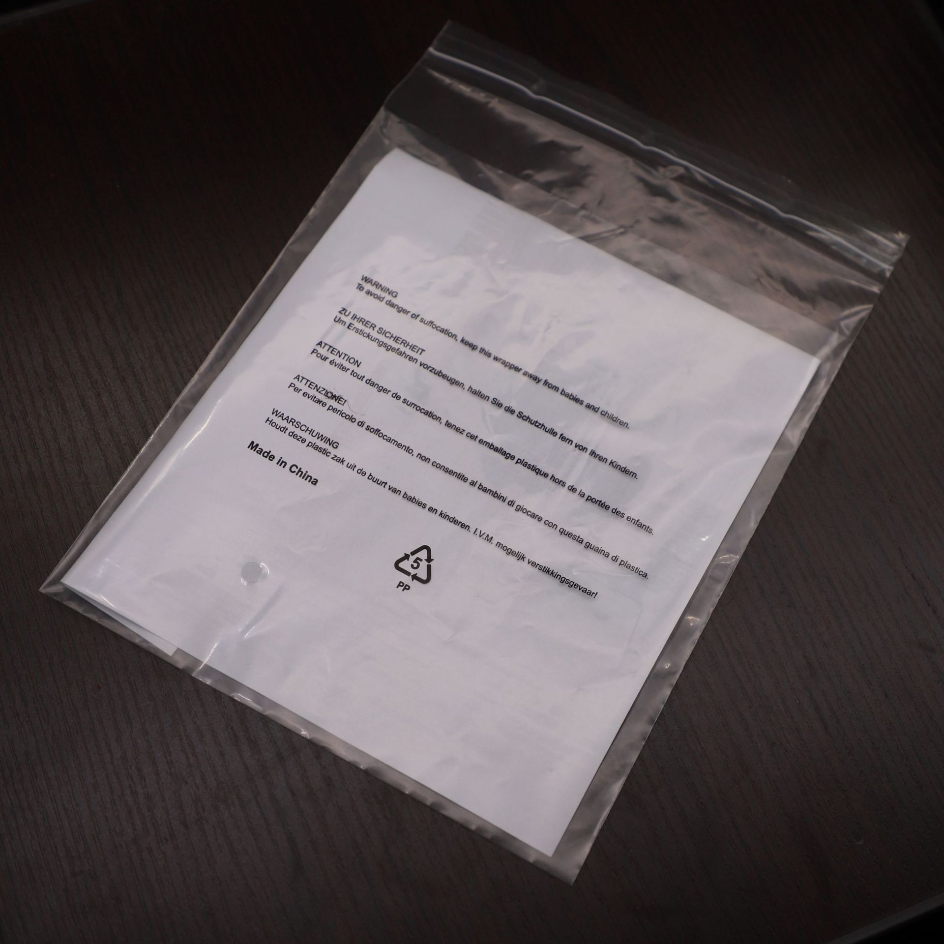 现货18*20英法5国外文防窒息警告语防尘袋定做回收标亚马逊塑料袋