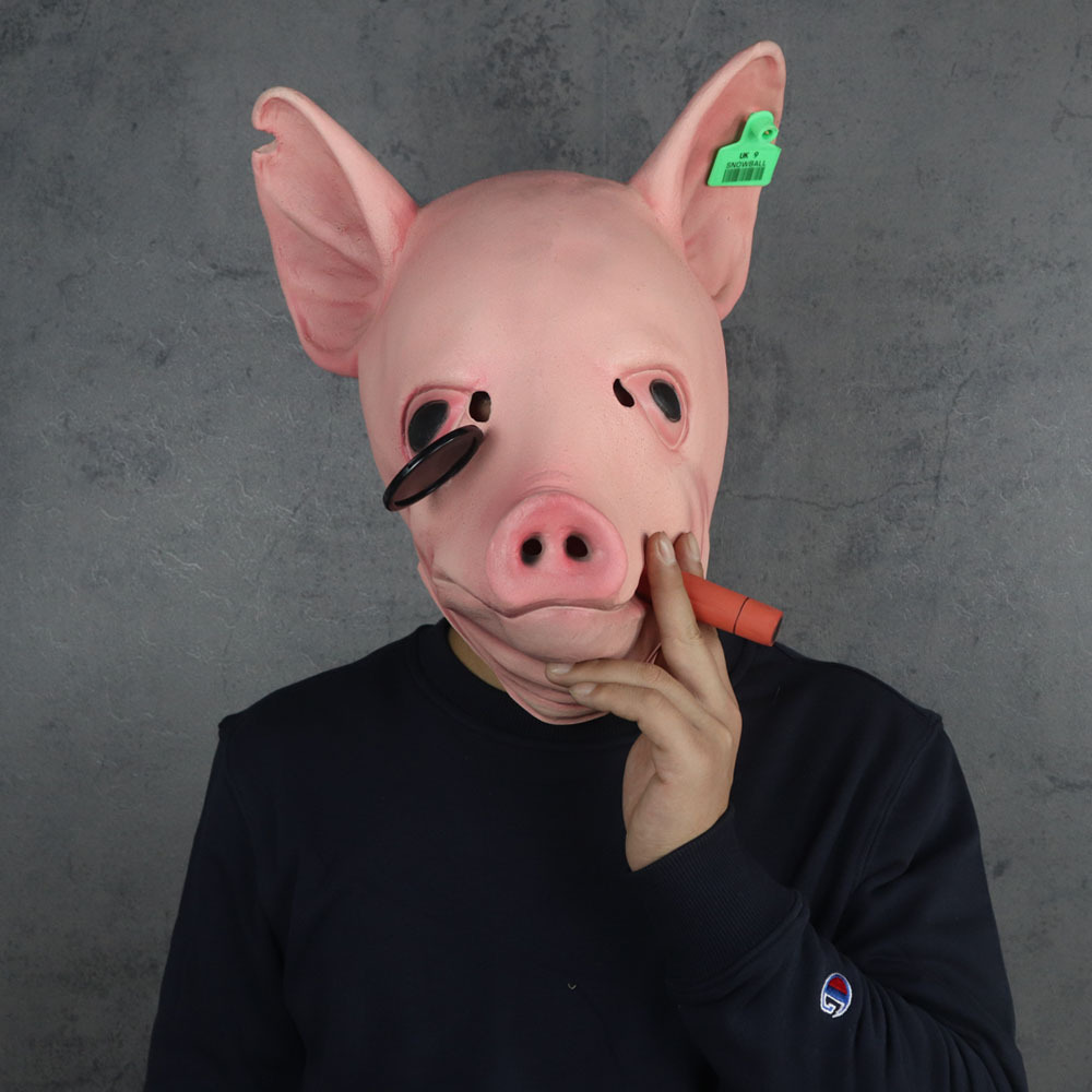 游戏看门狗军团黑客猪头面具乳胶头套万圣节cosplay动物道具