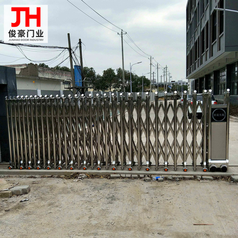 上海铝合金伸缩门 安装学校工地电动伸缩大门 工厂园区自动伸缩门