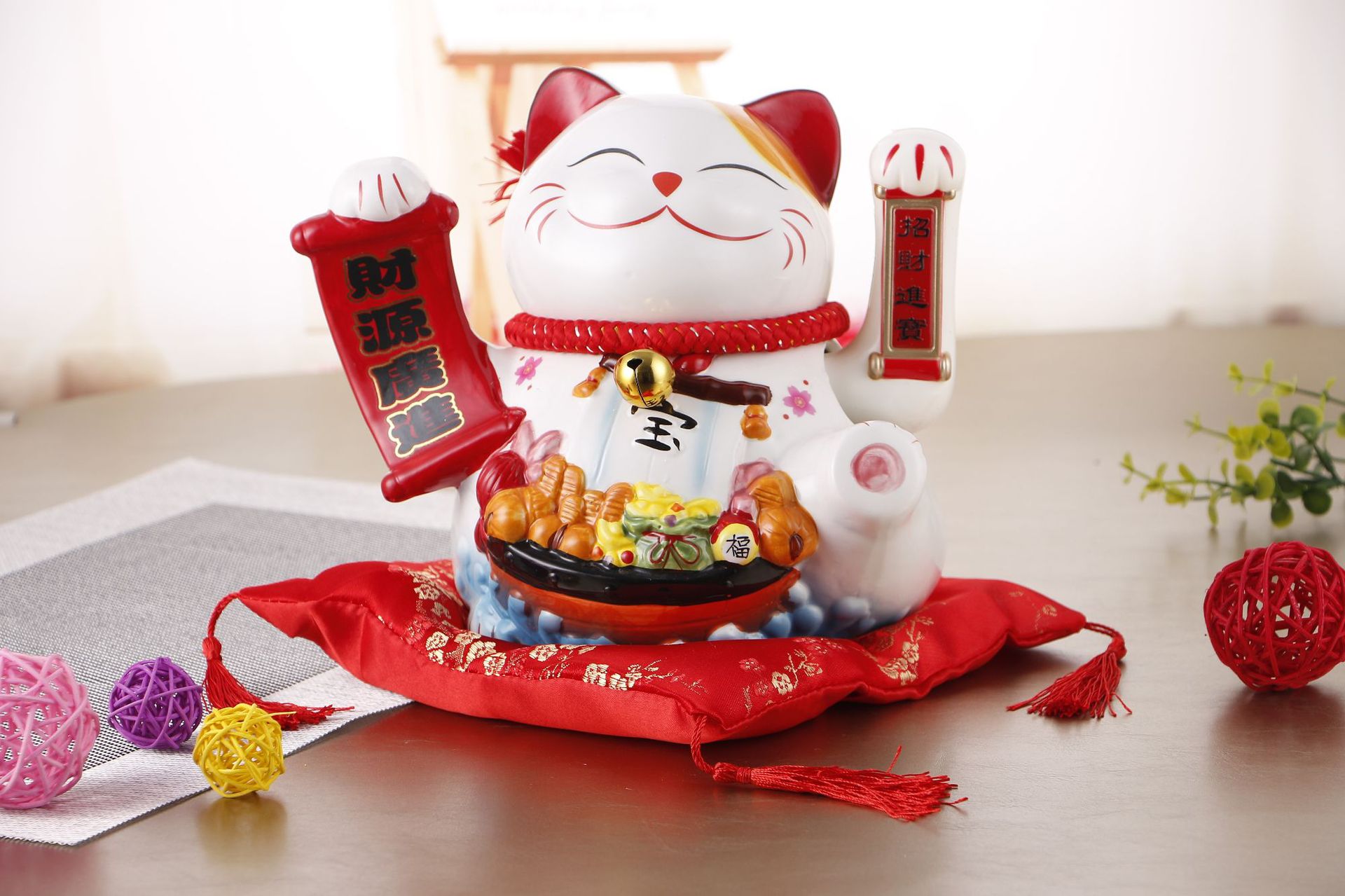 厂家直销摇手招财猫摆件大号开运陶瓷电动发财猫开业店铺定制logo