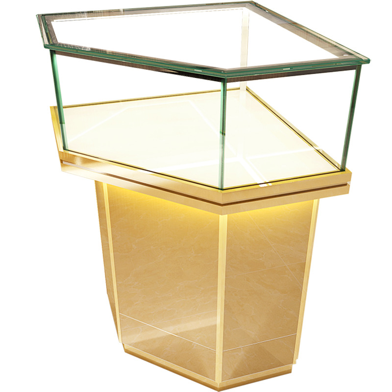 鸿钛珠宝钻石转角柜精品拐角柜玻璃柜台珠宝饰品展示柜商品展示架