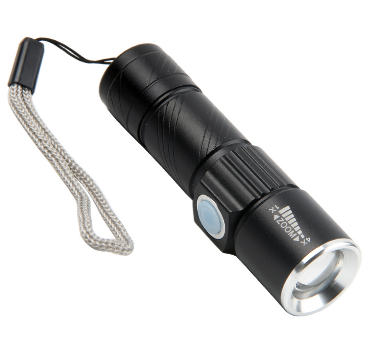 usb迷你变焦强光手电筒led充电远射户外日常照明便携 内置锂电池