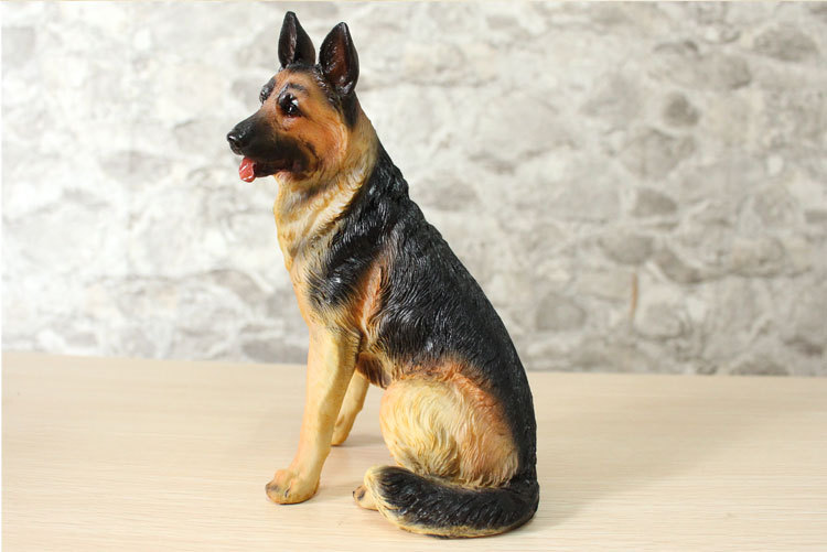 年初大促树脂小号仿真狼狗桌头装饰德国牧羊犬摆件厂家直销假狗