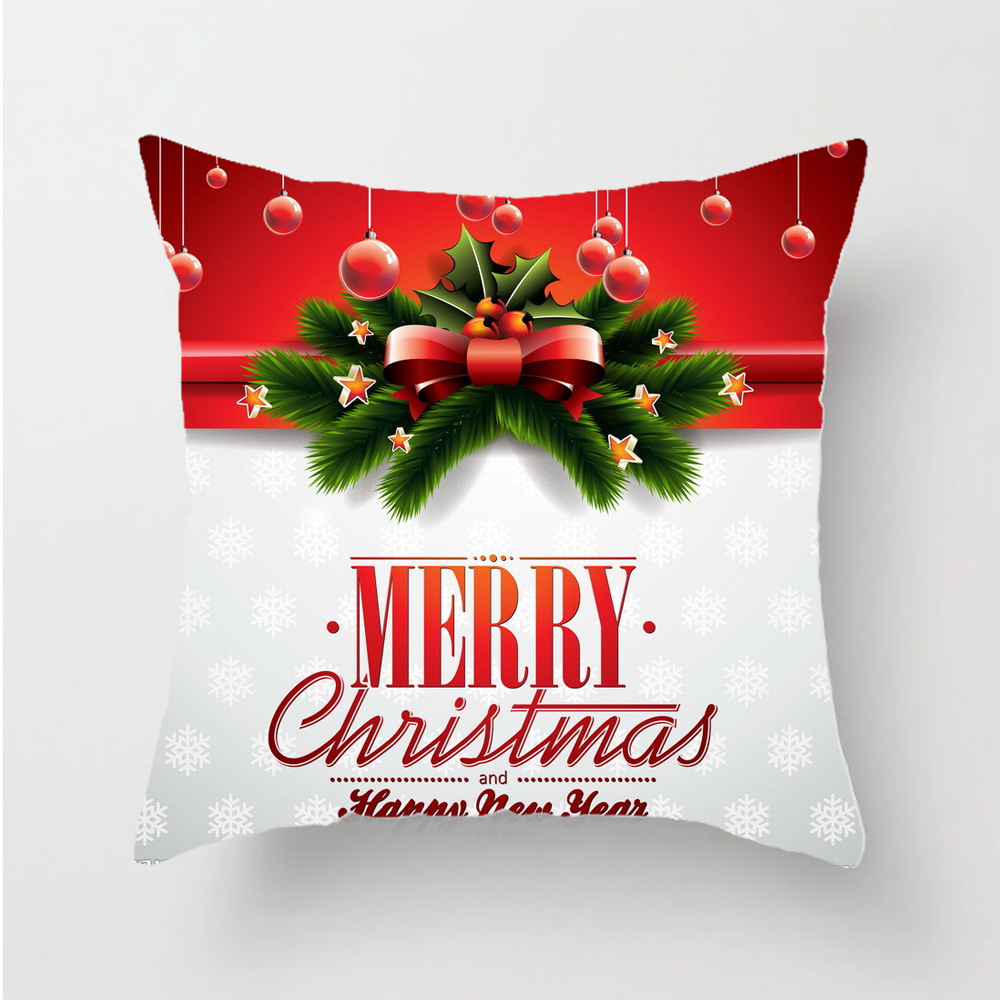 New Santa Claus Elk Snowflake Series Pillow Cover Holiday Home Decoration Sofa Cushion Cover Wholesale