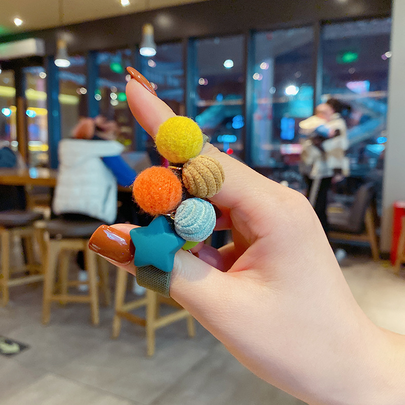 韩国豆豆头绳女发圈网红ins风宽边扎头皮筋少女发绳发饰一件代发