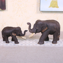 泰国柚木大象客厅桌面摆件 东南亚木雕工艺摆设居家装饰品