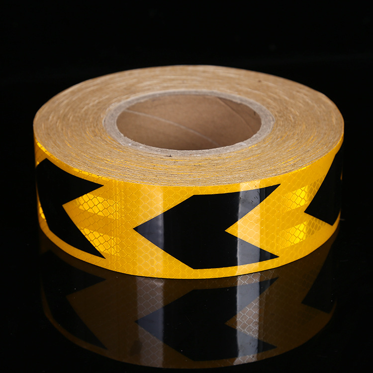 定制反光卷膜 pet反光膜 货车汽车反光贴定做 黑黄相间箭头反光贴