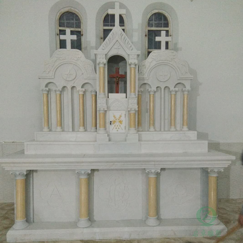 大理石天主教堂拉丁祭台桌汉白玉圣祭台圣读经台专业教堂雕塑厂家