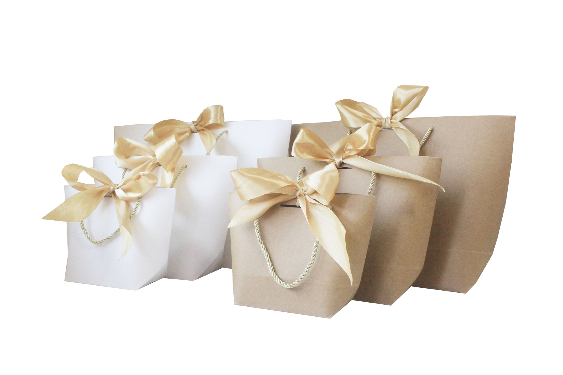 大小号通用服装袋夏装礼品袋子白卡纸袋牛皮纸袋蝴蝶结回礼手提袋