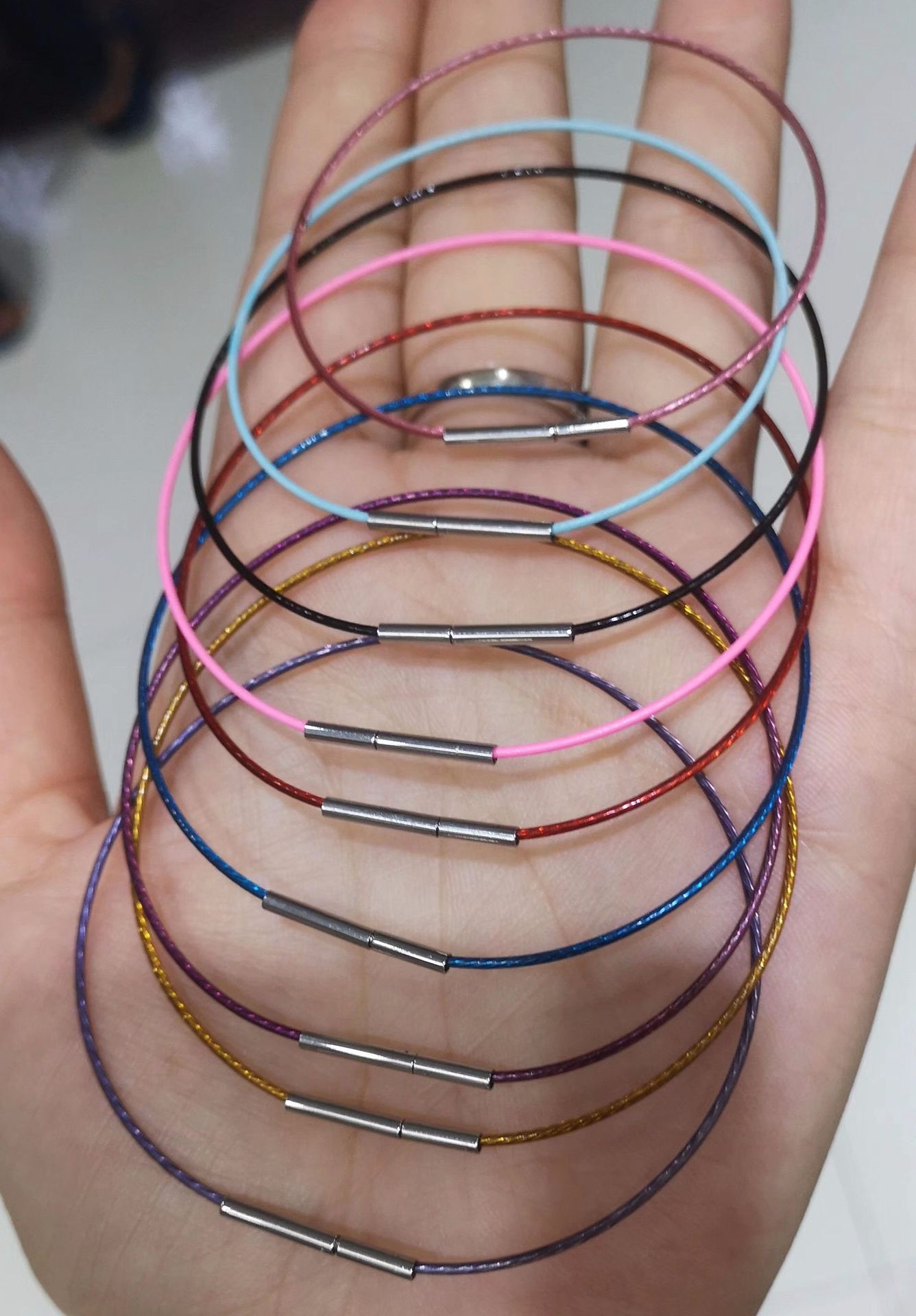 1mm超细防水钢丝绳手链穿3d硬金黄金diy转运珠男女款皮绳手链绳