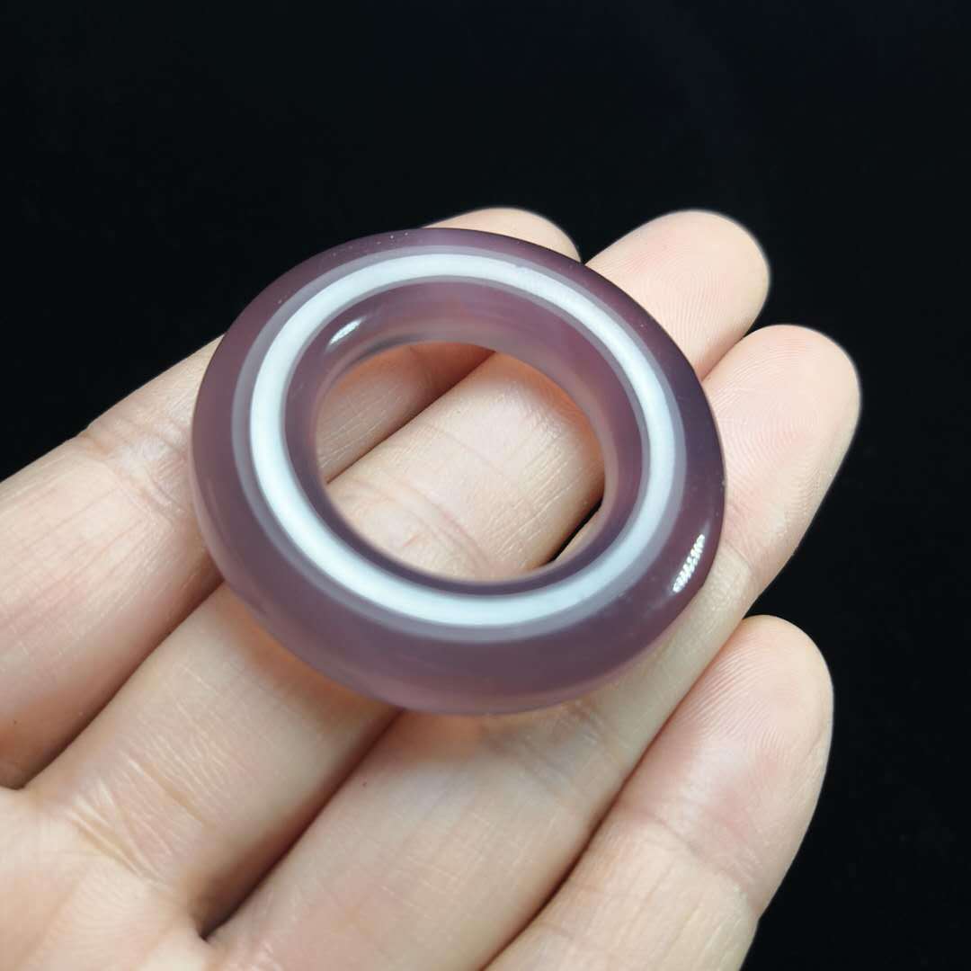 手工diy禁步汉服配饰玉环挂件包挂 情侣款冰润帝王紫玉髓玛瑙环