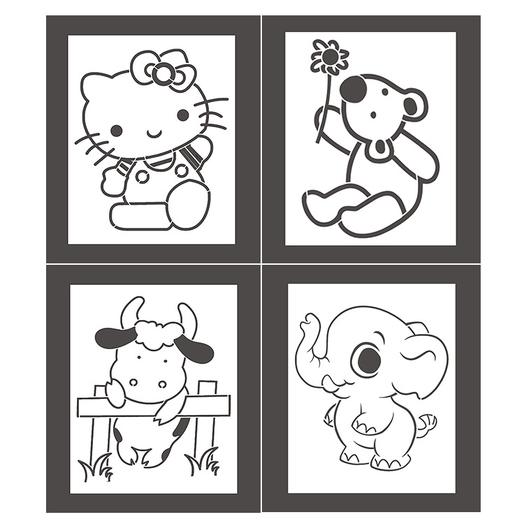 镂空pp绘图模板套装diy小学生画画模版模具卡通儿童绘画涂鸦模板
