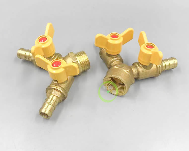 天然气阀门 燃气三通 4分内外丝两头宝塔接头 热水器燃气接头