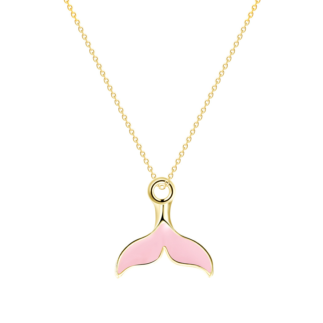 cxwind 跨境新品配饰 彩色滴胶鲸鱼尾巴锁骨项链 欧美鱼尾项链女