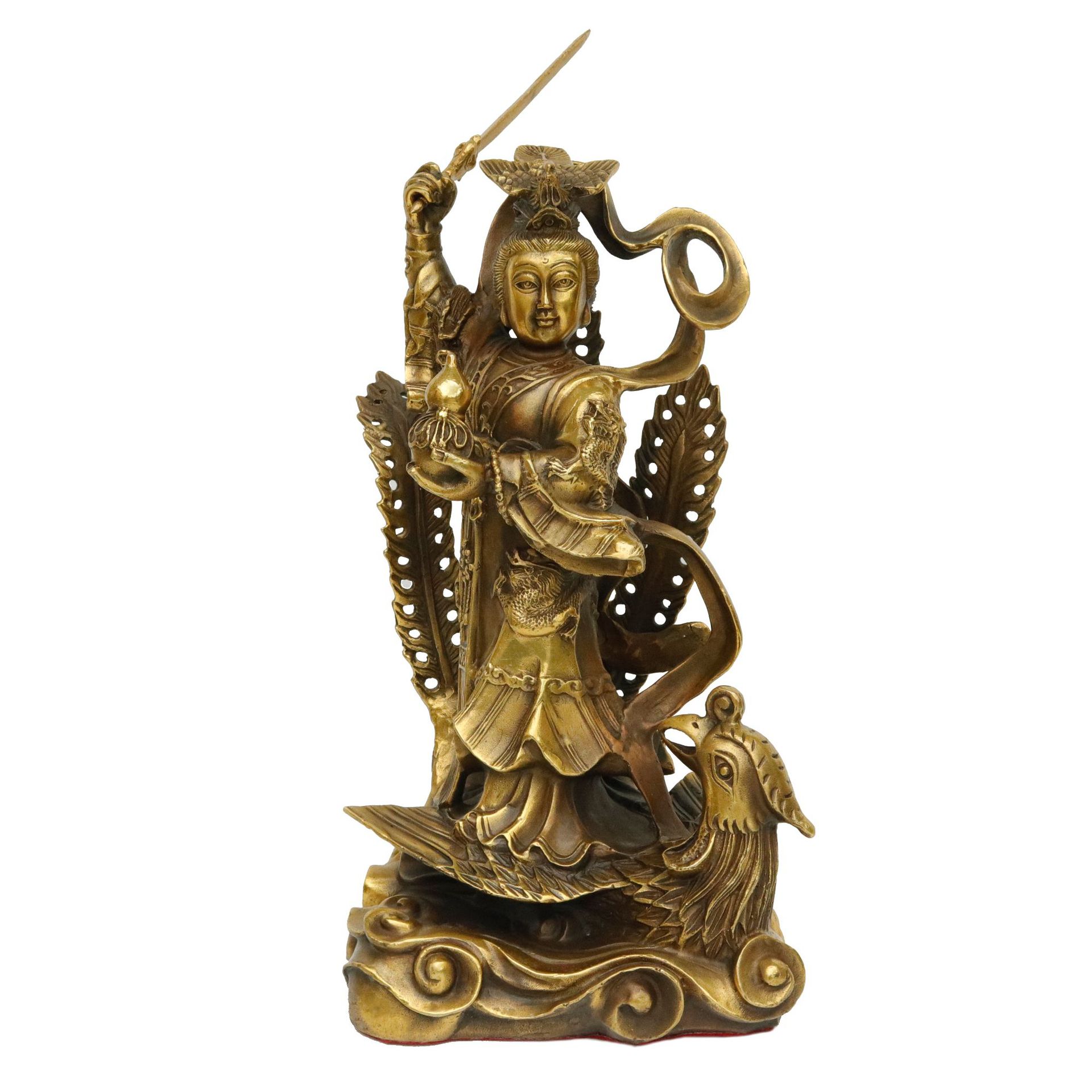 纯黄铜九天玄女像九天圣母神像佛像摆件送礼礼品